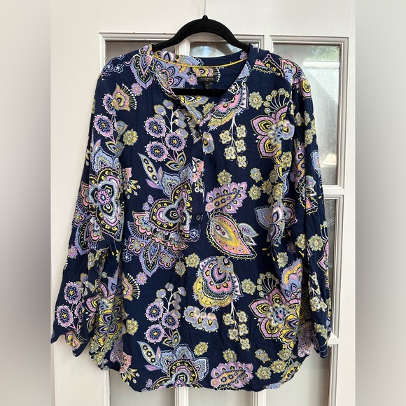 Talbots Plus Navy Floral Paisley Blouse Women’s Plus Size 2X Career Office - Picture 14 of 14